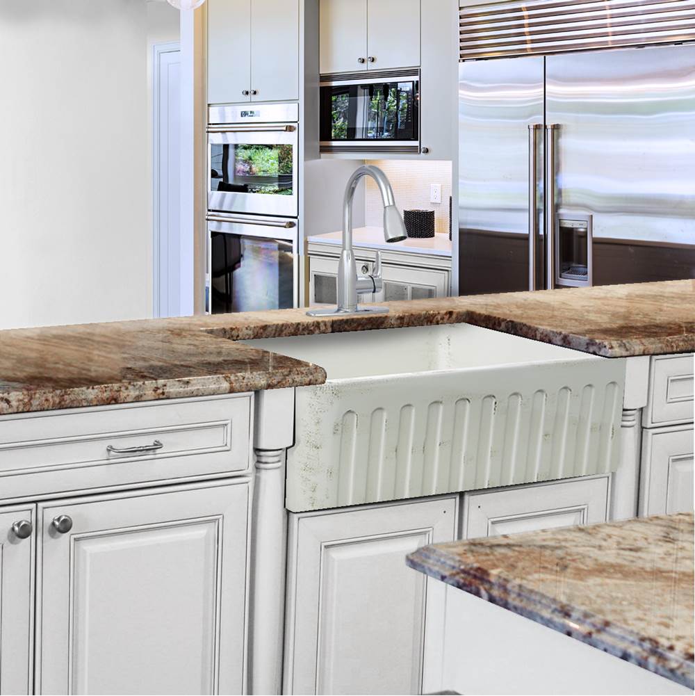 30-Inch Farmhouse Fireclay Sink with Concrete Finish