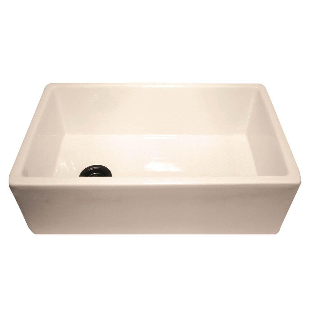 30 Inch Bisque Fireclay Farmhouse Kitchen Sink Offset Drain FCFS30B with Grid