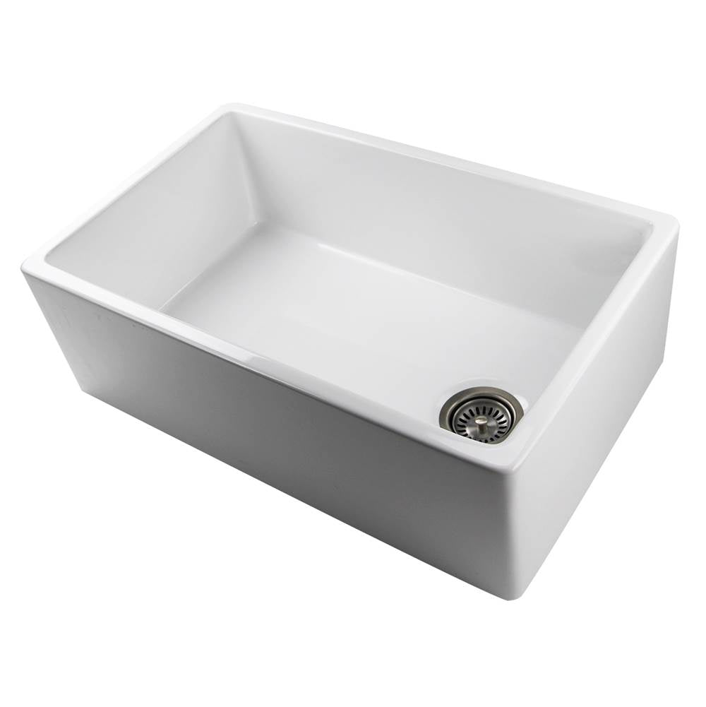 30 Inch White Fireclay Farmhouse Sink Offset Drain Fcfs30 With Grid