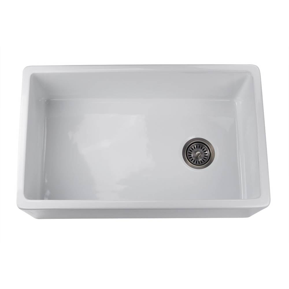 30 Inch White Fireclay Farmhouse Sink Offset Drain Fcfs30 With Grid