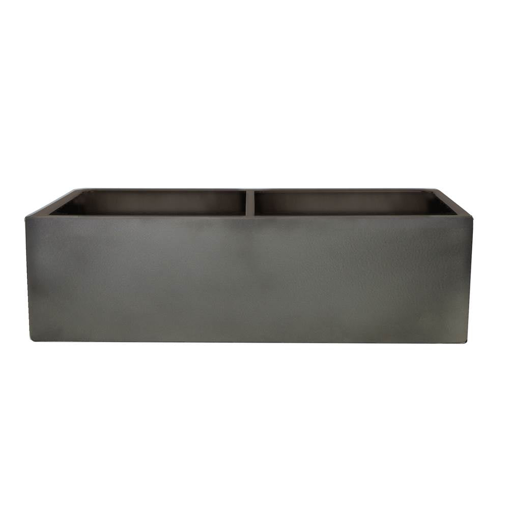 Double Bowl Farmhouse Fireclay Sink with Concrete Finish