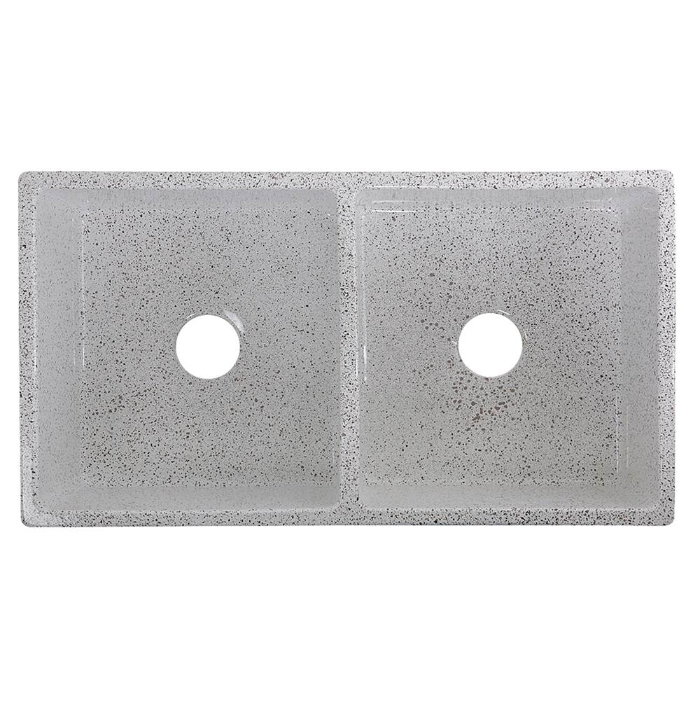 Double Bowl Farmhouse Fireclay Sink with Concrete Finish