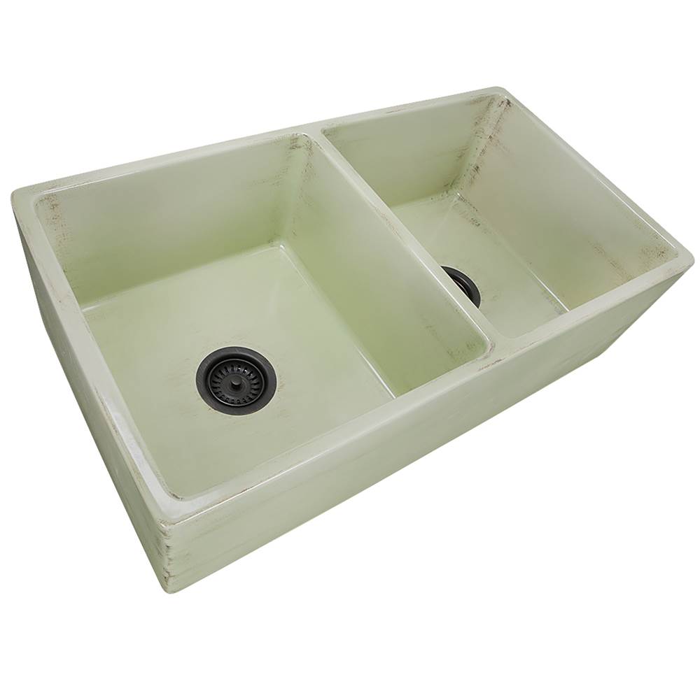 Double Bowl Farmhouse Fireclay Sink with Concrete Finish