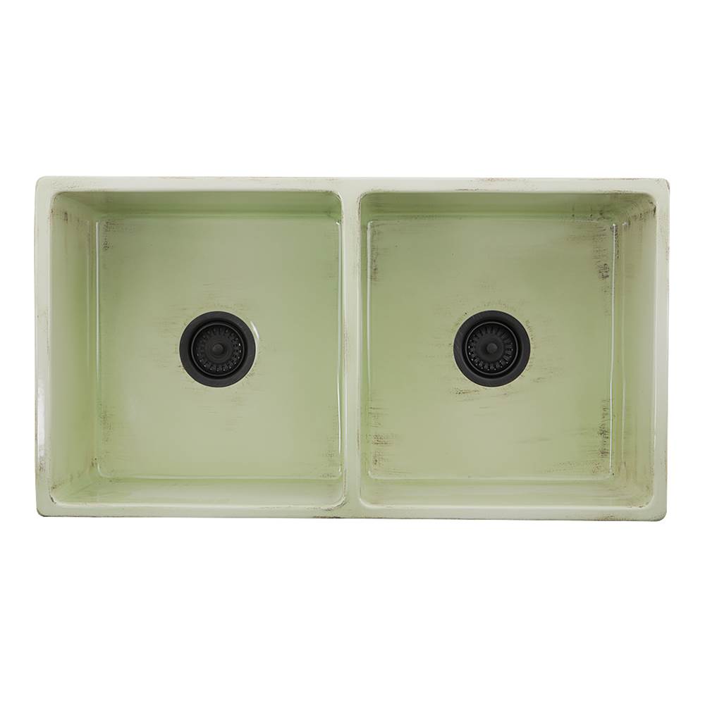 Double Bowl Farmhouse Fireclay Sink with Concrete Finish