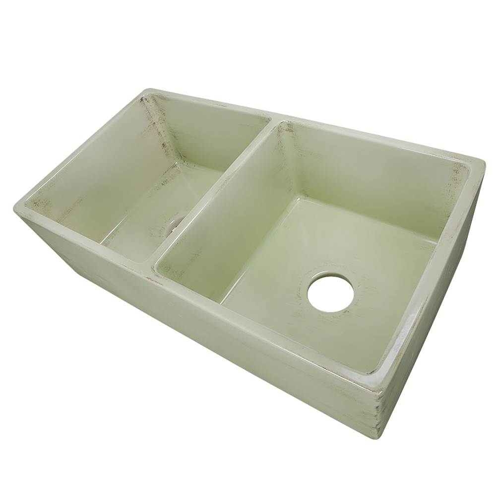 Double Bowl Farmhouse Fireclay Sink with Concrete Finish
