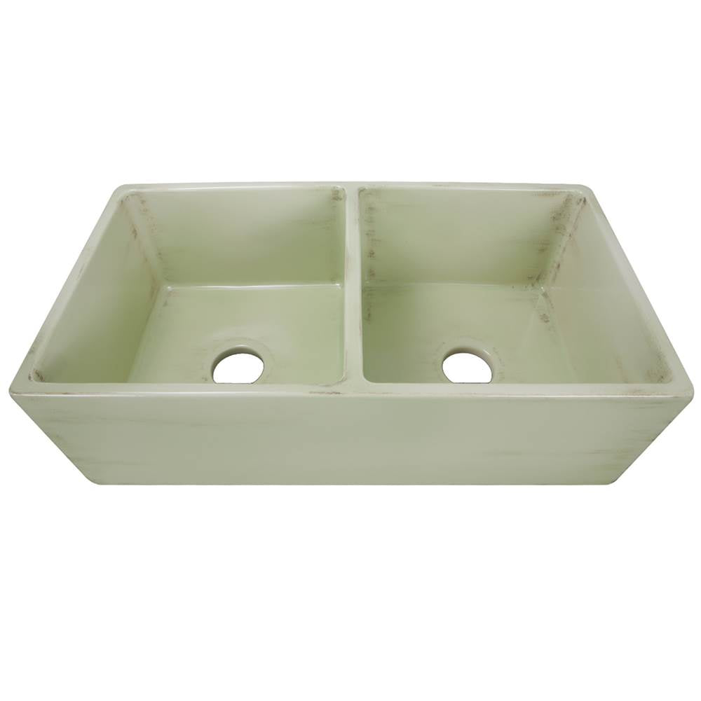 Double Bowl Farmhouse Fireclay Sink with Concrete Finish