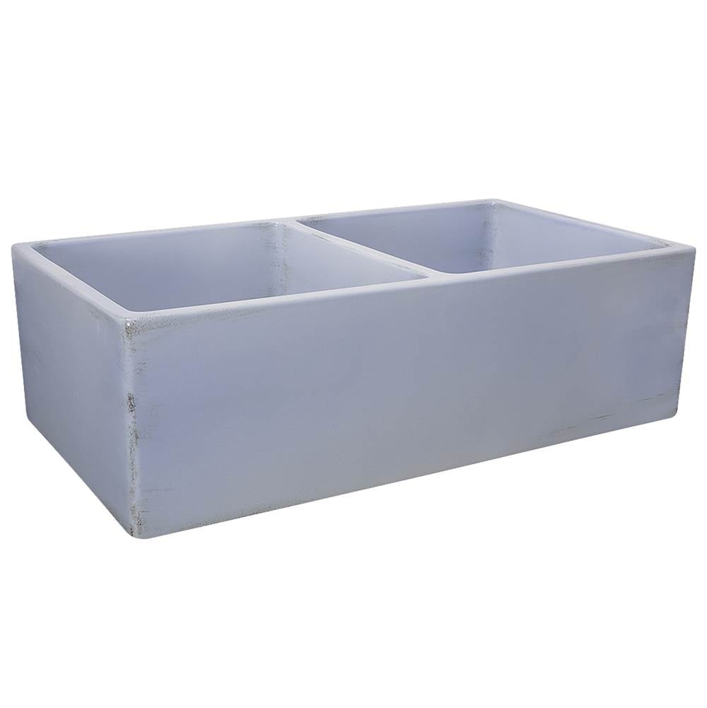 Nantucket Sinks - Double Bowl Farmhouse Fireclay Sink with Shabby Sugar Finish - Shabby Sugar