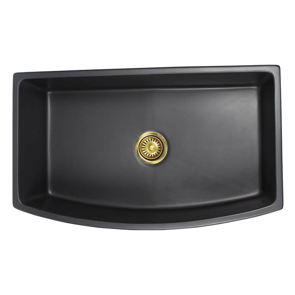 Nantucket Sinks - Italian Made Fine Fireclay Curved Apron Farmer Sink Finished In A Matte Black Finish, Optional Bottom Grid - Bg-Fc3320Ca - Matte Black