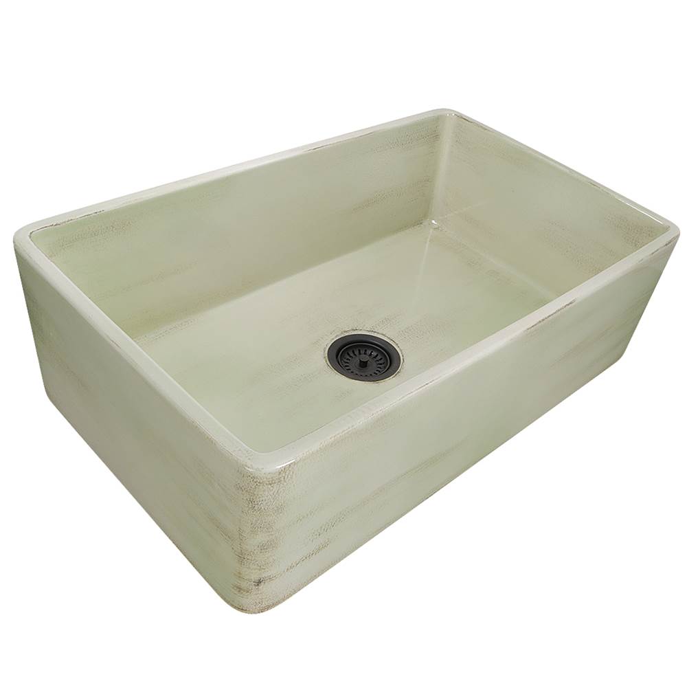 Nantucket Sinks - 33-Inch Farmhouse Fireclay Sink with Shabby Green Finish - Shabby Green