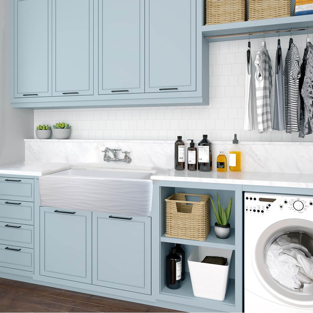 33 Inch Matte Black Farmhouse Fireclay Sink with Waves Apron