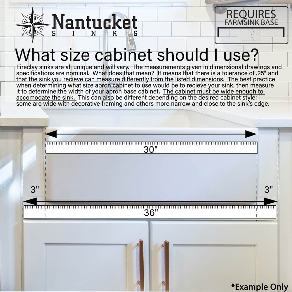 30 Inch Fireclay Farmhouse Apron Sink with reversible facades. Plain on one side and arched on the other