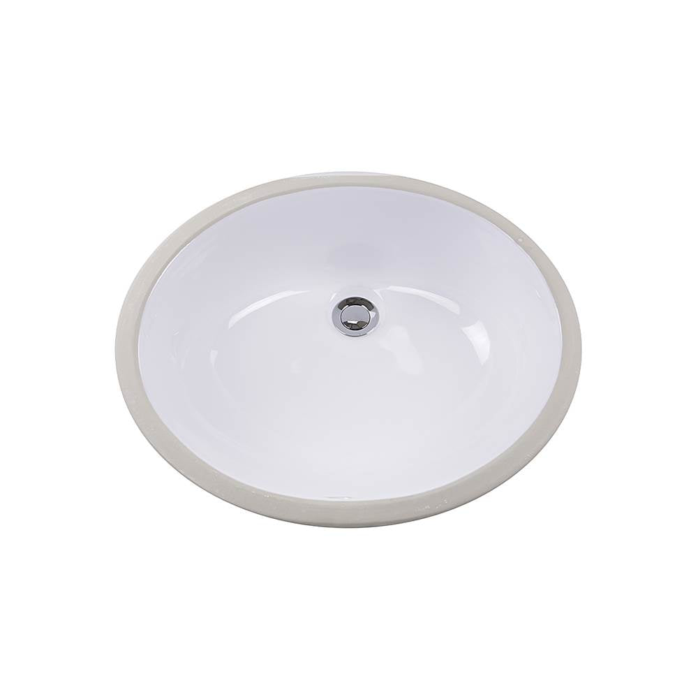 15 Inch x 12 Inch Glazed Bottom Undermount Oval Ceramic Sink In White