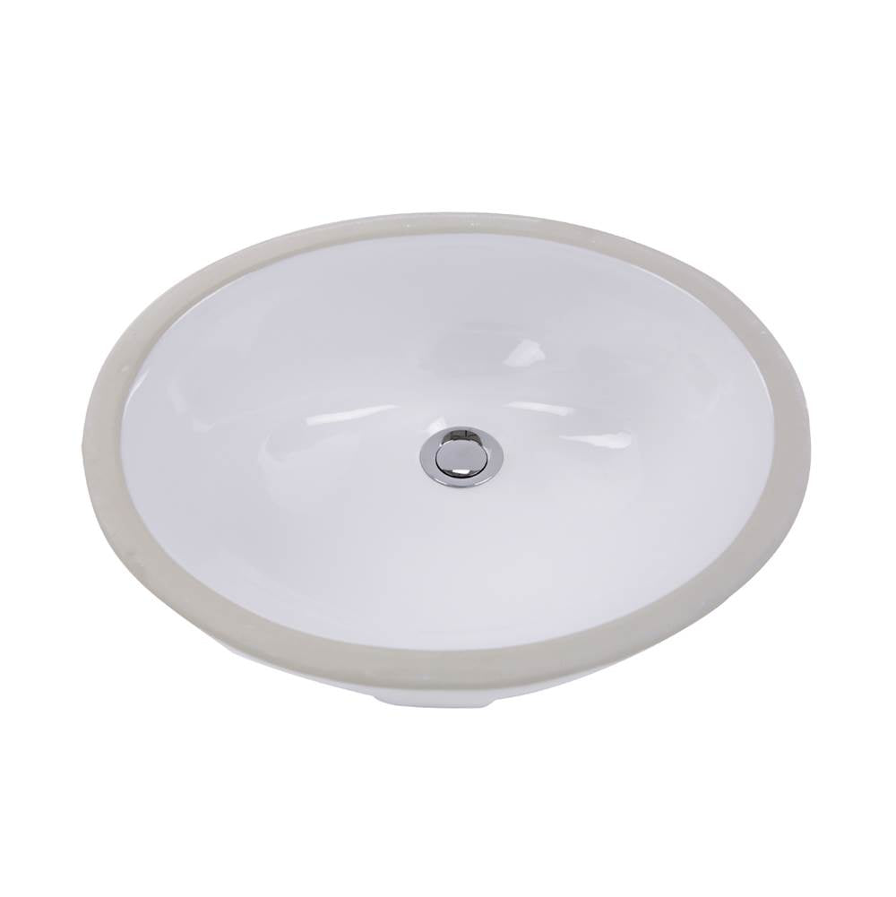 17 Inch x 14 Inch Glazed Bottom Undermount GB-17x17-W Oval Ceramic Sink In White