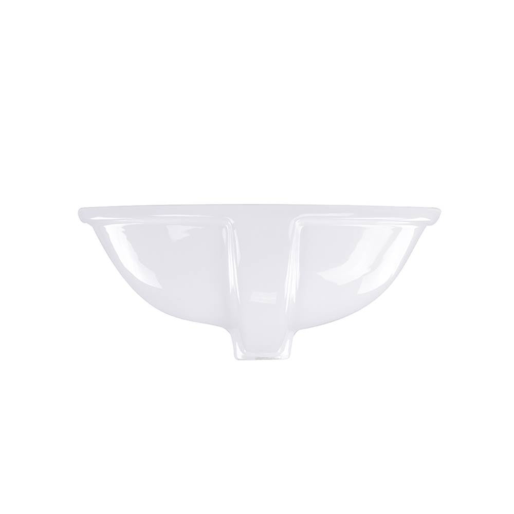 17 Inch x 14 Inch Glazed Bottom Undermount GB-17x17-W Oval Ceramic Sink In White