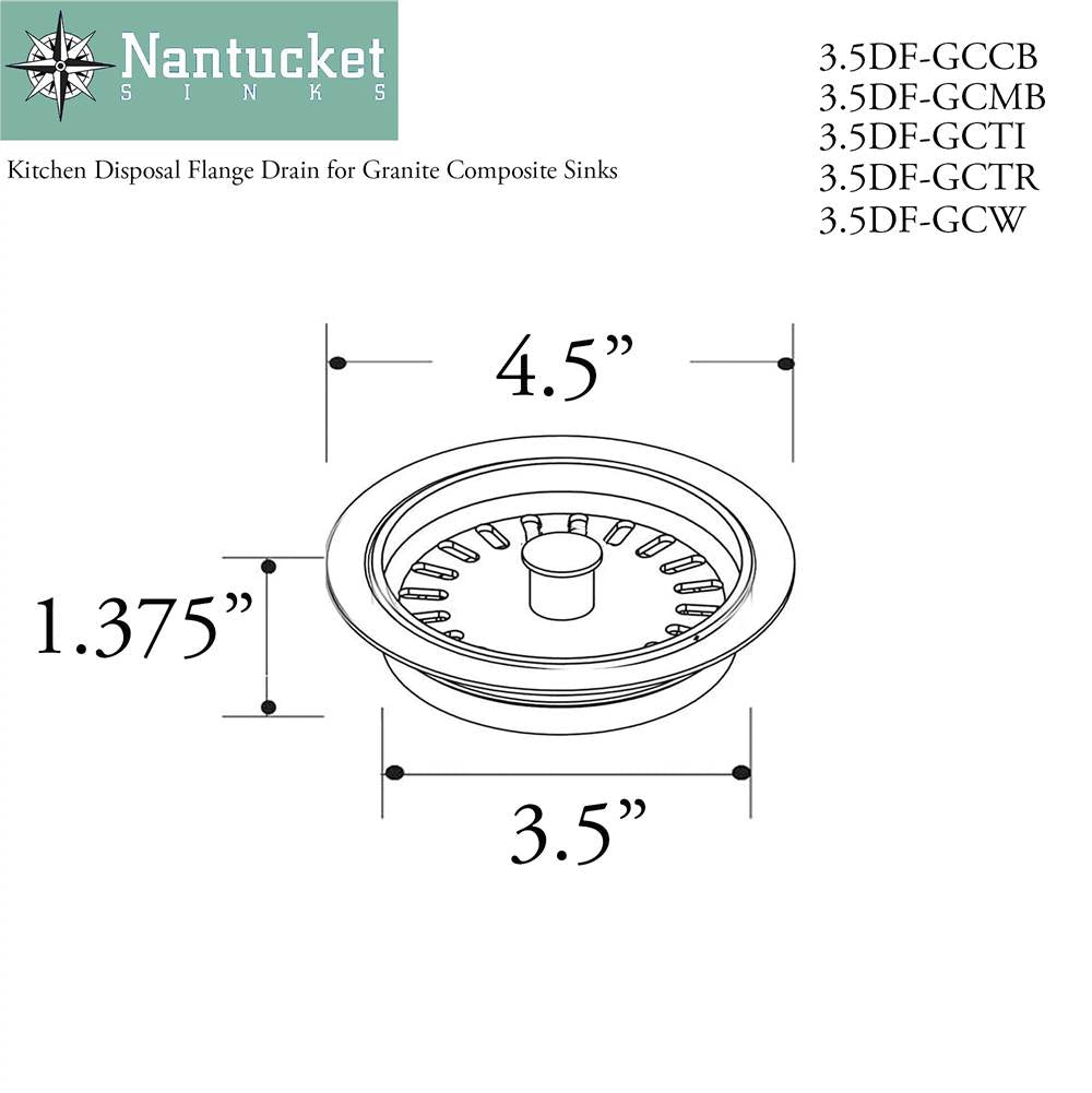 Disposal Flange Trim With Strainer For Granite Composite Sinks In Matte Brown