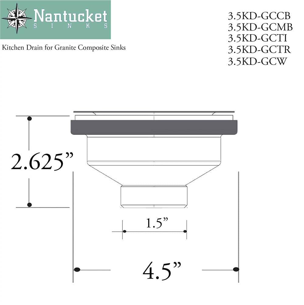 BROWN SINK DRAIN FOR GRANITE COMPOSITE SINKS WITHOUT OVERFLOW