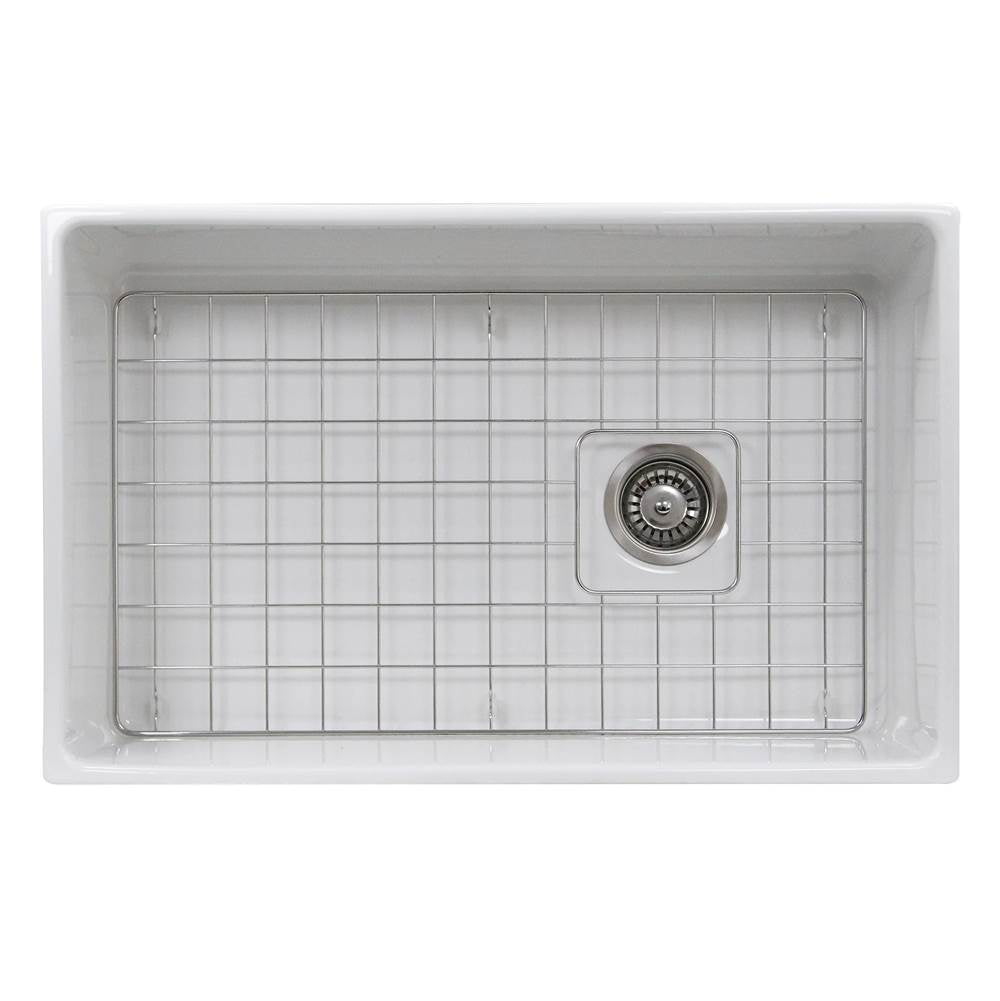 30 Inch Farmhouse Fireclay Sink with Drain and Grid
