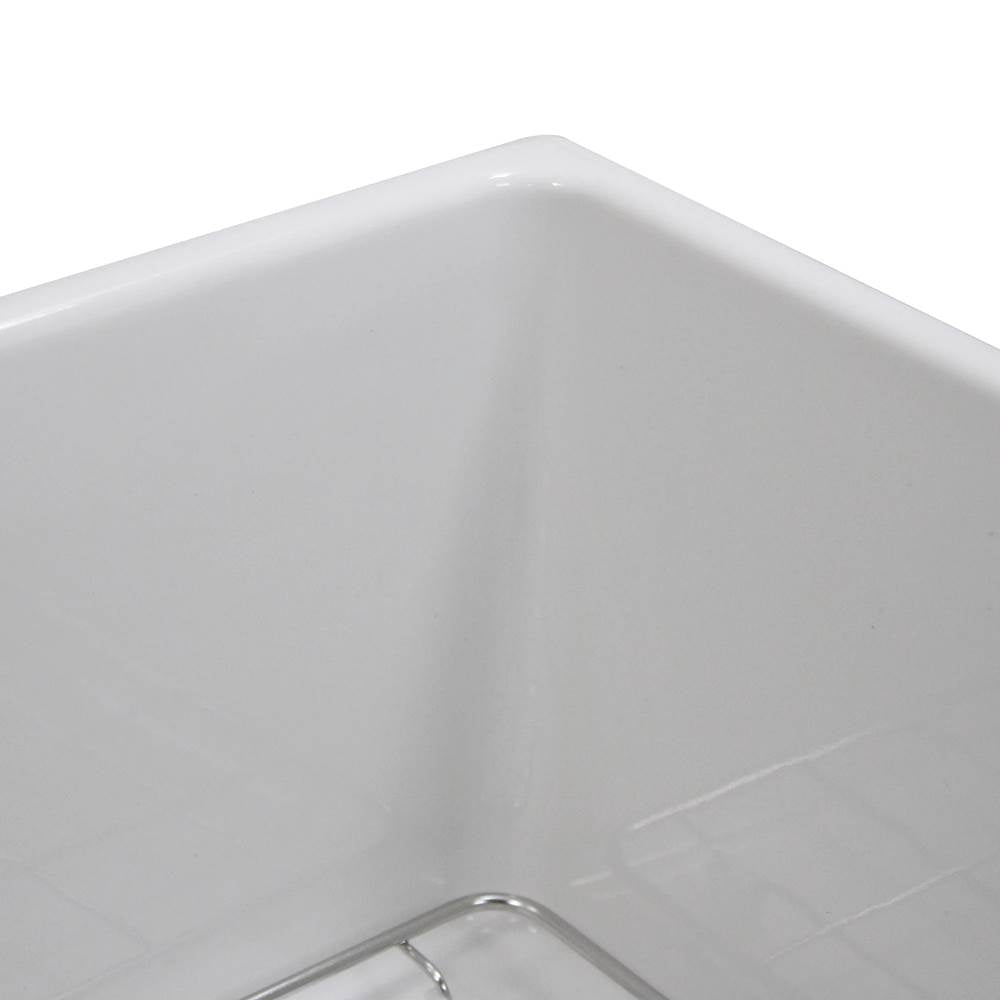 30 Inch Farmhouse Fireclay Sink with Drain and Grid