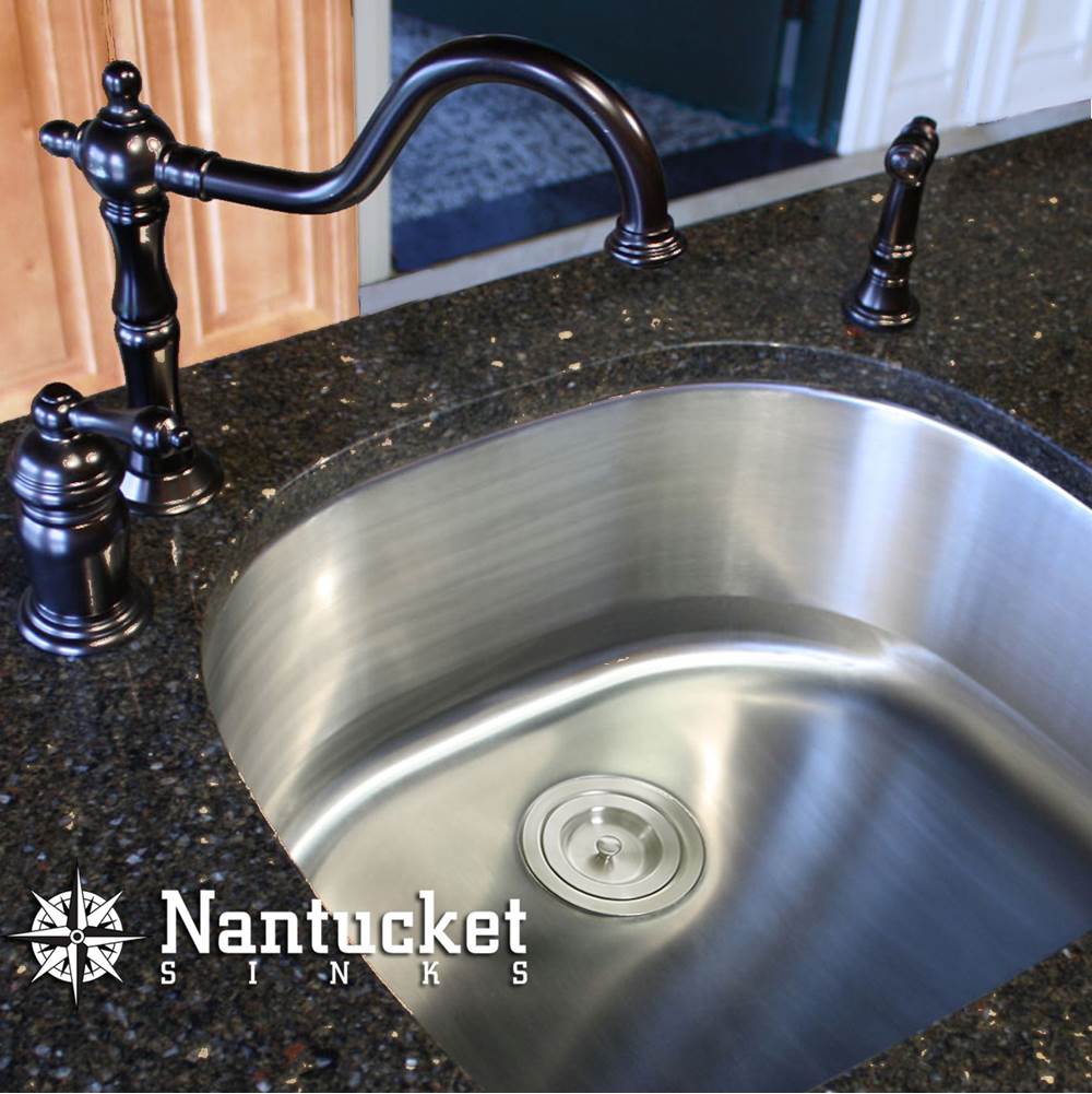 Sconset 23-Inch D-Bowl Undermount Stainless Steel Kitchen Sink, 16 Gauge