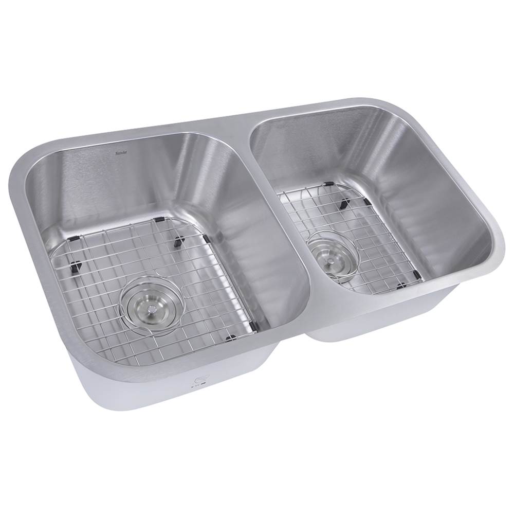 32.5 Inch Double Bowl Equal Undermount Stainless Steel Kitchen Sink, 16 Gauge