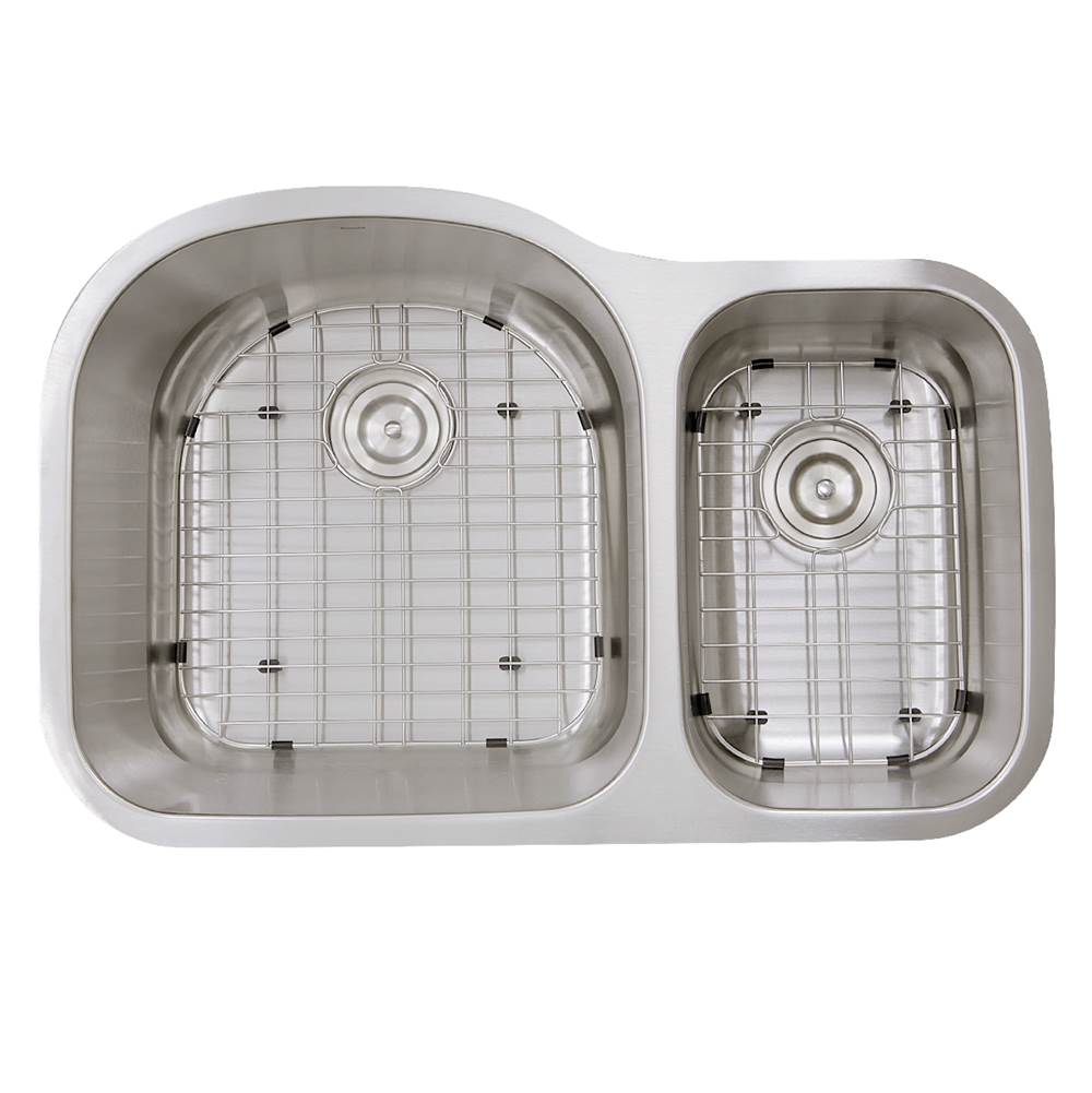 Nantucket Sinks - 31.5 Inch 70/30 Double bowl Undermount Stainless Steel Kitchen Sink, 16 Gauge - Brushed Satin