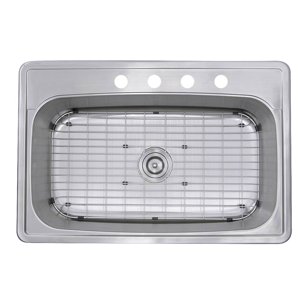 Nantucket Sinks - 33 Inch Large Rectangle Single Bowl 18 Gauge Stainless Steel Drop In Kitchen Sink - Brushed Satin Stainless Steel