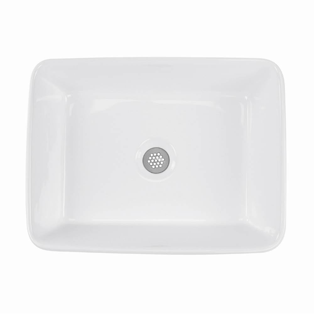 Nantucket Sinks - Rectangle White Vessel Sink - Porcelain Enamel Glaze White