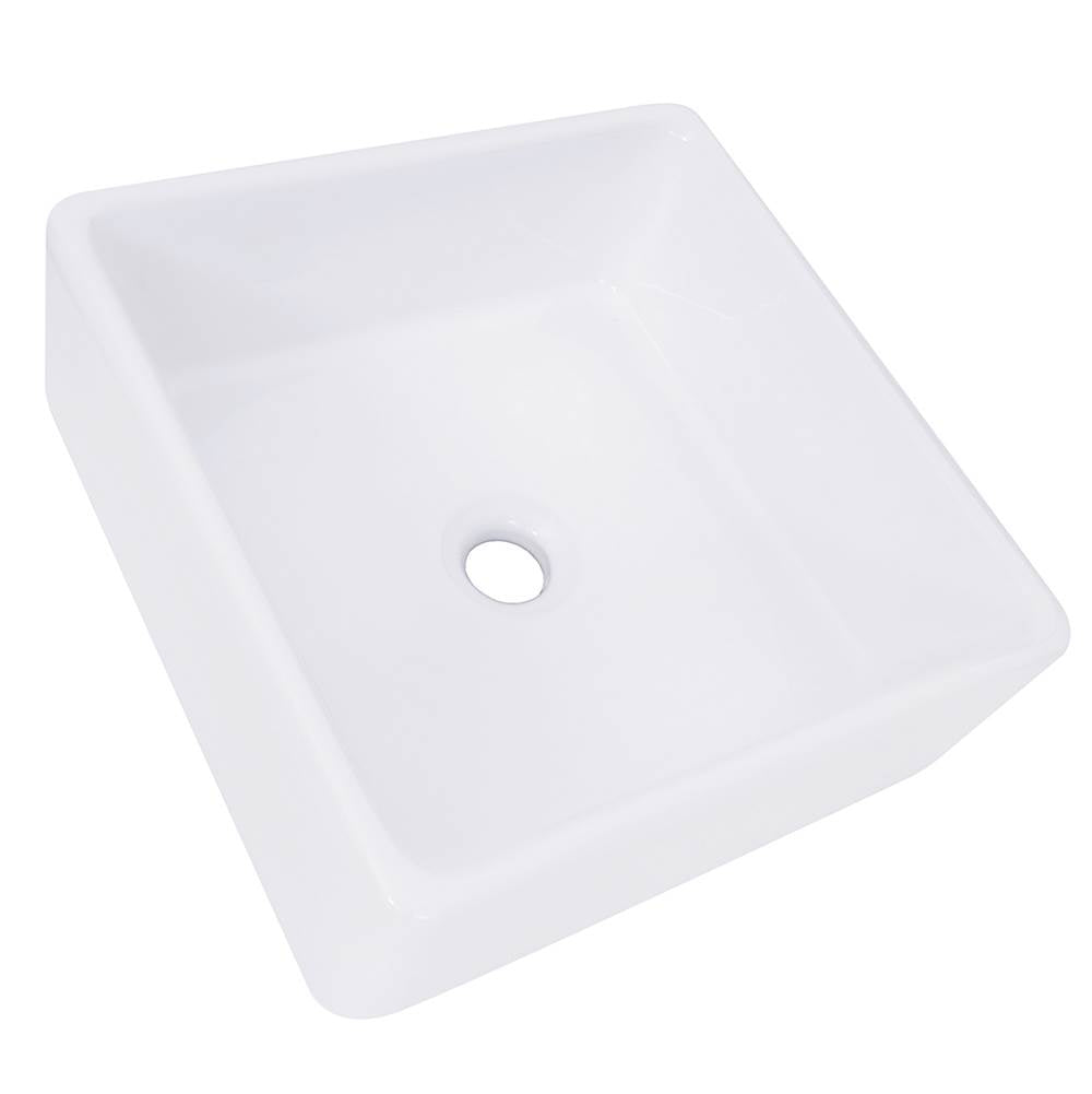 Nantucket Sinks - Square White Vessel Sink - Porcelain Enamel Glaze White