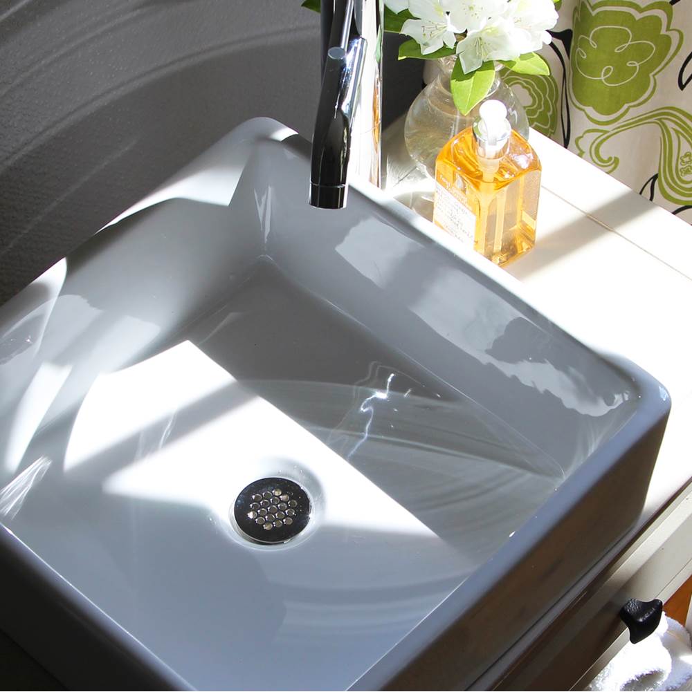 Square White Vessel Sink
