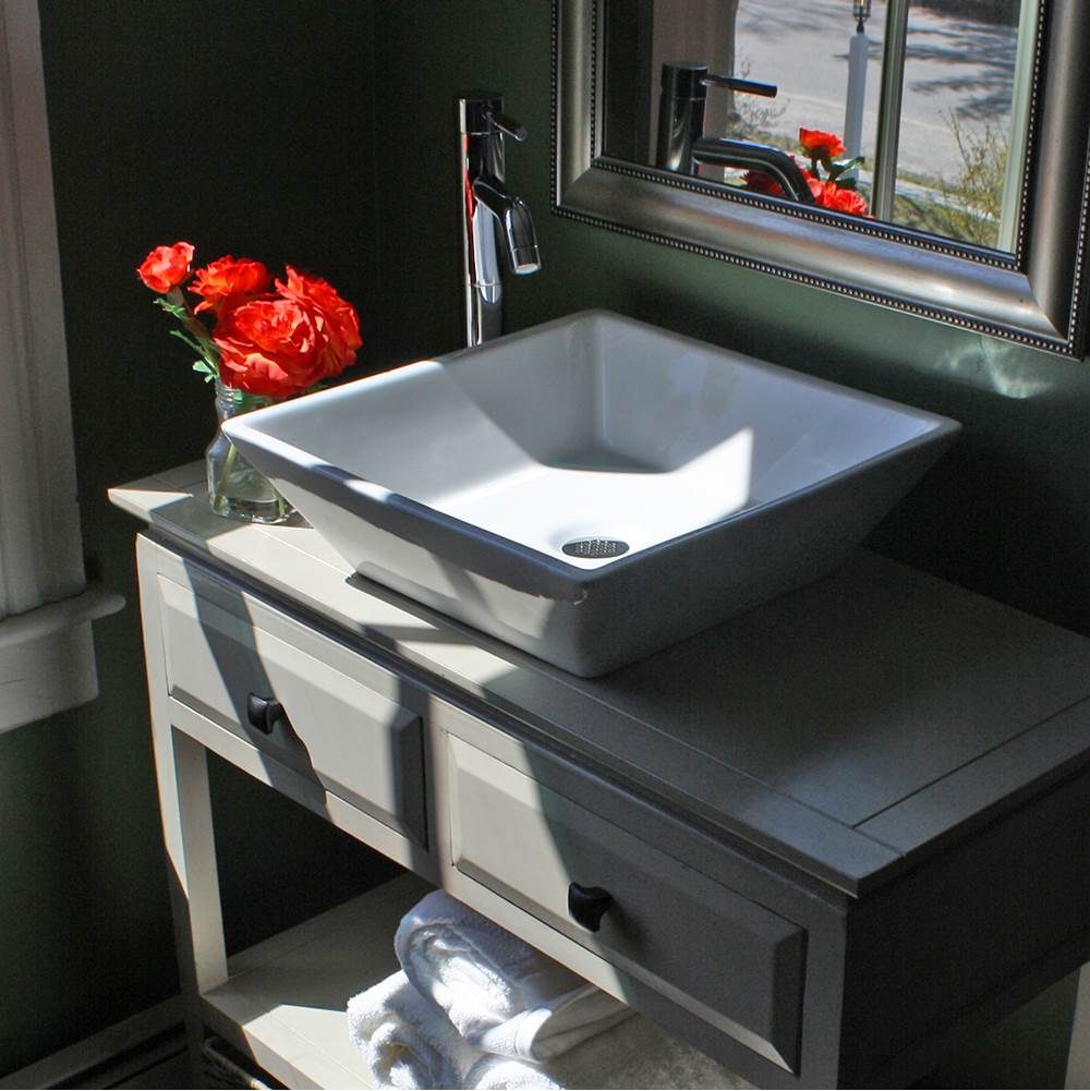 Square Tapered White Vessel Sink