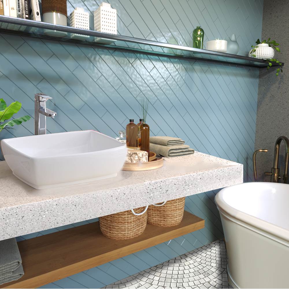 White Rectangular Vessel Sink NSV1913