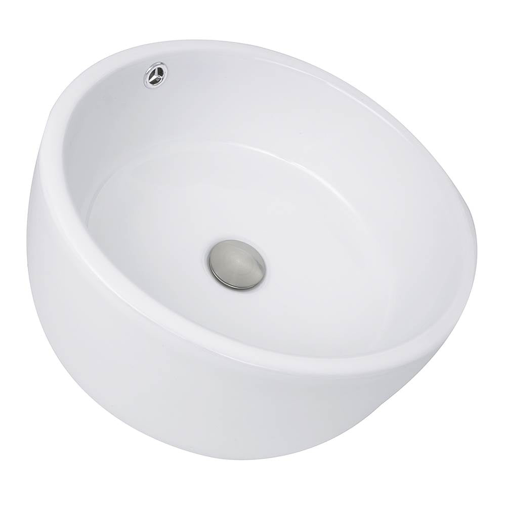 Round White Vessel Sink With Overflow