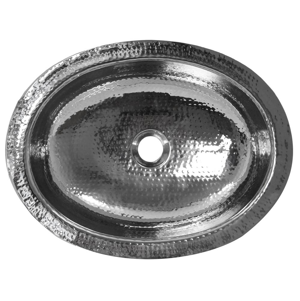 Nantucket Sinks - 17.75 Inch x 13.75 Inch Hand Hammered Stainless Steel Oval Undermount Bathroom Sink - Polished Stainless Steel