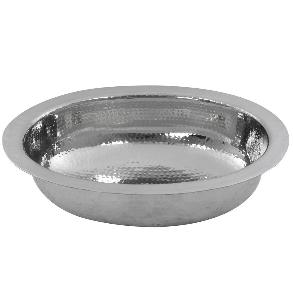 17.75 Inch x 13.75 Inch Hand Hammered Stainless Steel Oval Undermount Bathroom Sink