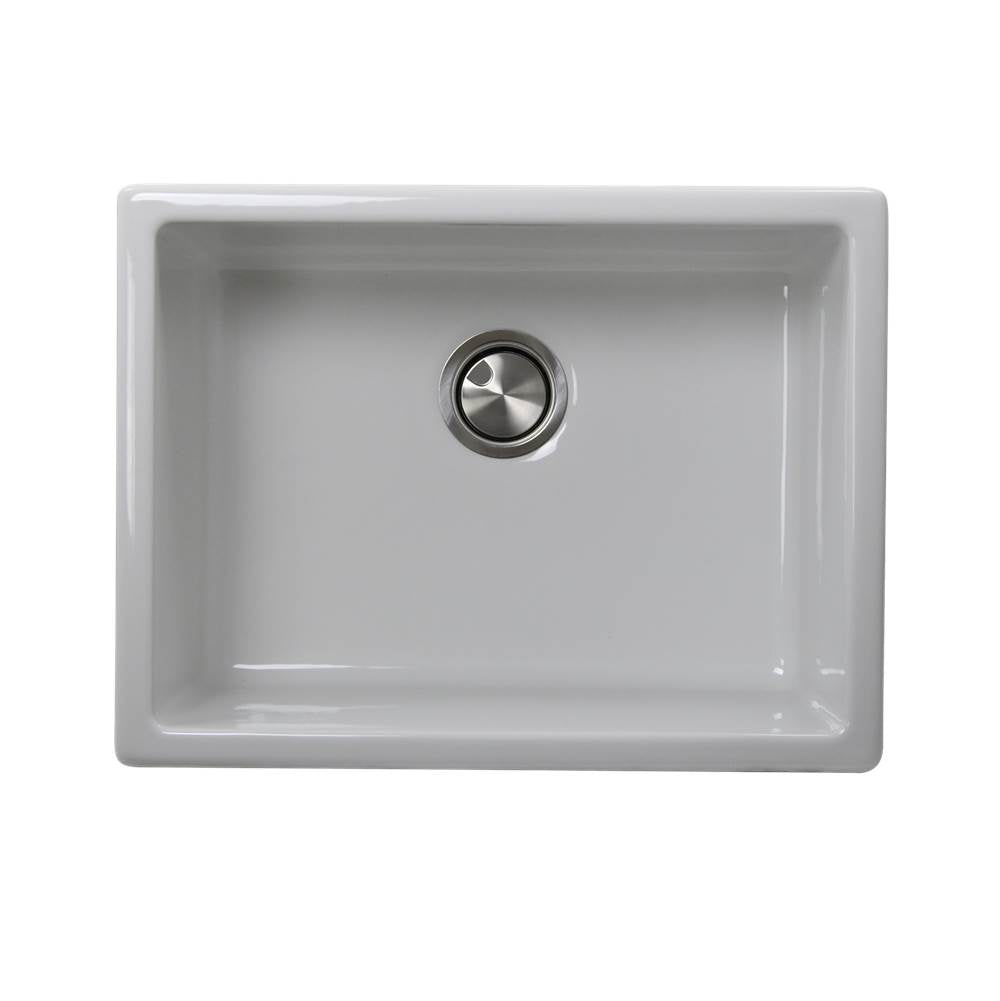 Nantucket Sinks - Orleans Collection Italian Fireclay 24-inch Fireclay Undermount / Topmount Sink - Porcelain Enamel Glaze White