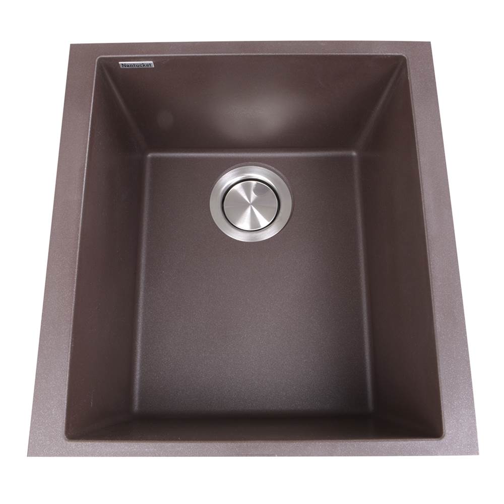 Nantucket Sinks - 17'' Single Bowl Undermount Granite Composite Bar-Prep Sink Brown - Matte Brown