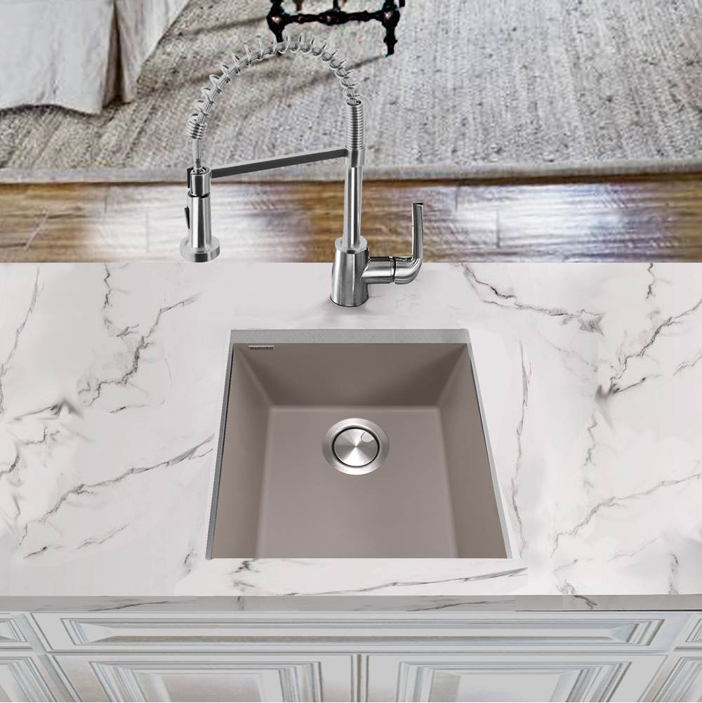 17'' Single Bowl Undermount Granite Composite Bar-Prep Sink Black
