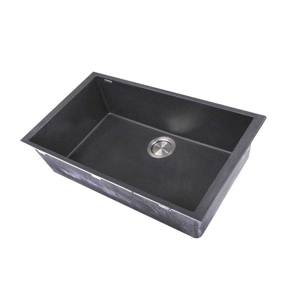 Large Single Bowl Undermount Granite Composite Black