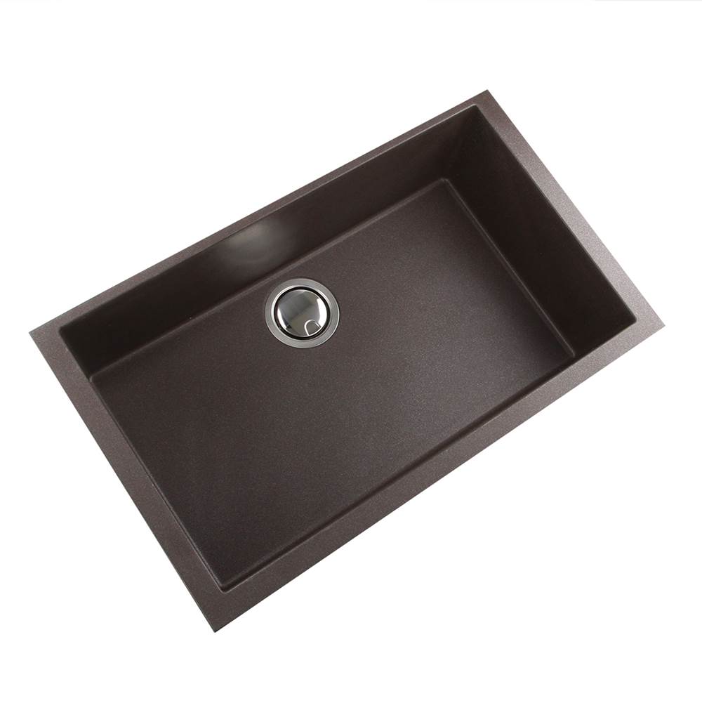Large Single Bowl Undermount Granite Composite Black