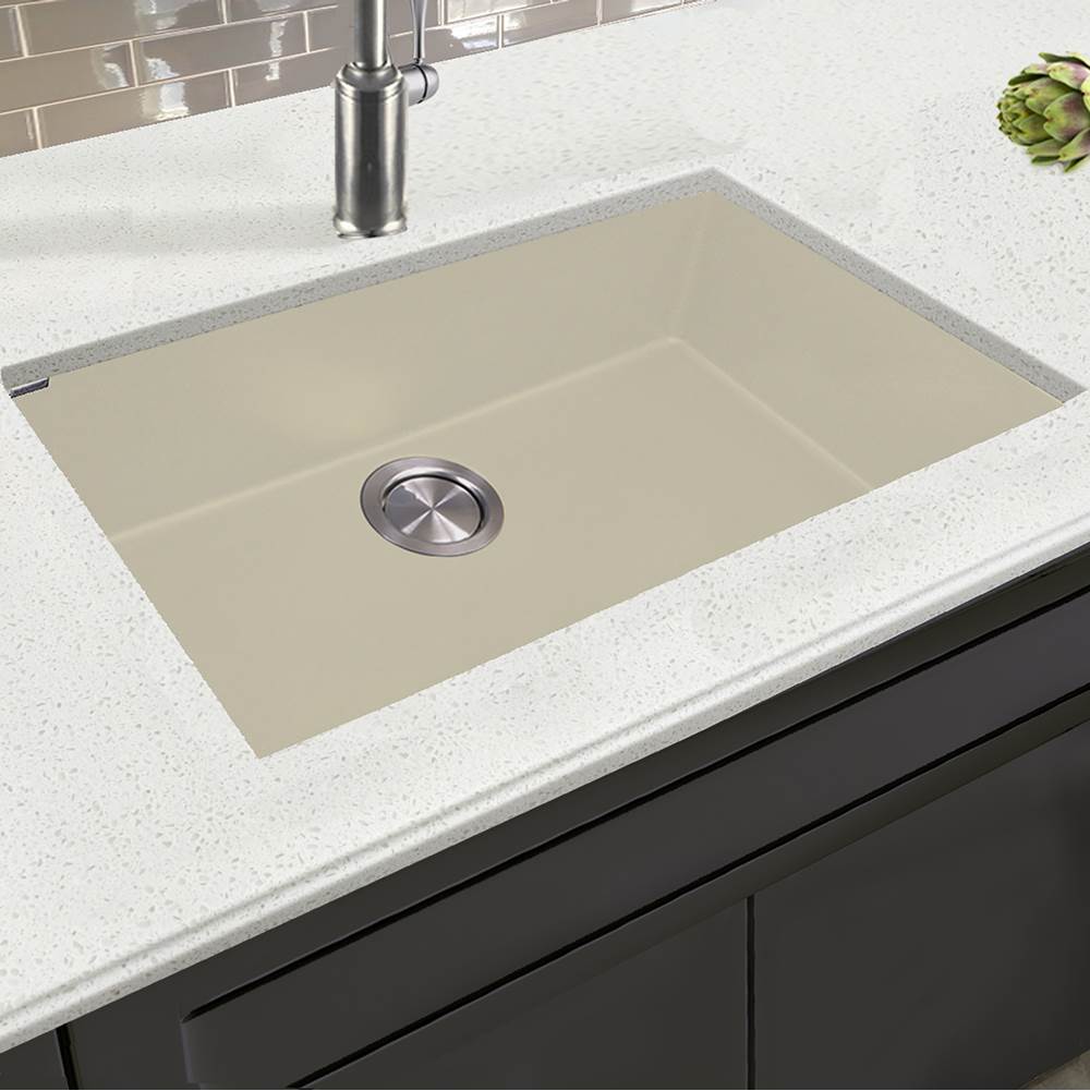 Large Single Bowl Undermount Granite Composite Black