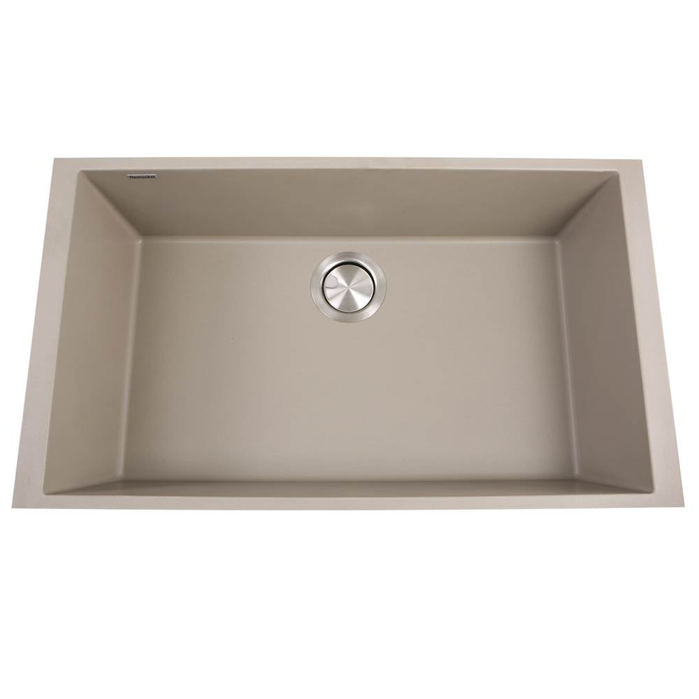 Nantucket Sinks - Large Single Bowl Undermount Granite Composite Titanium - Matte Truffle