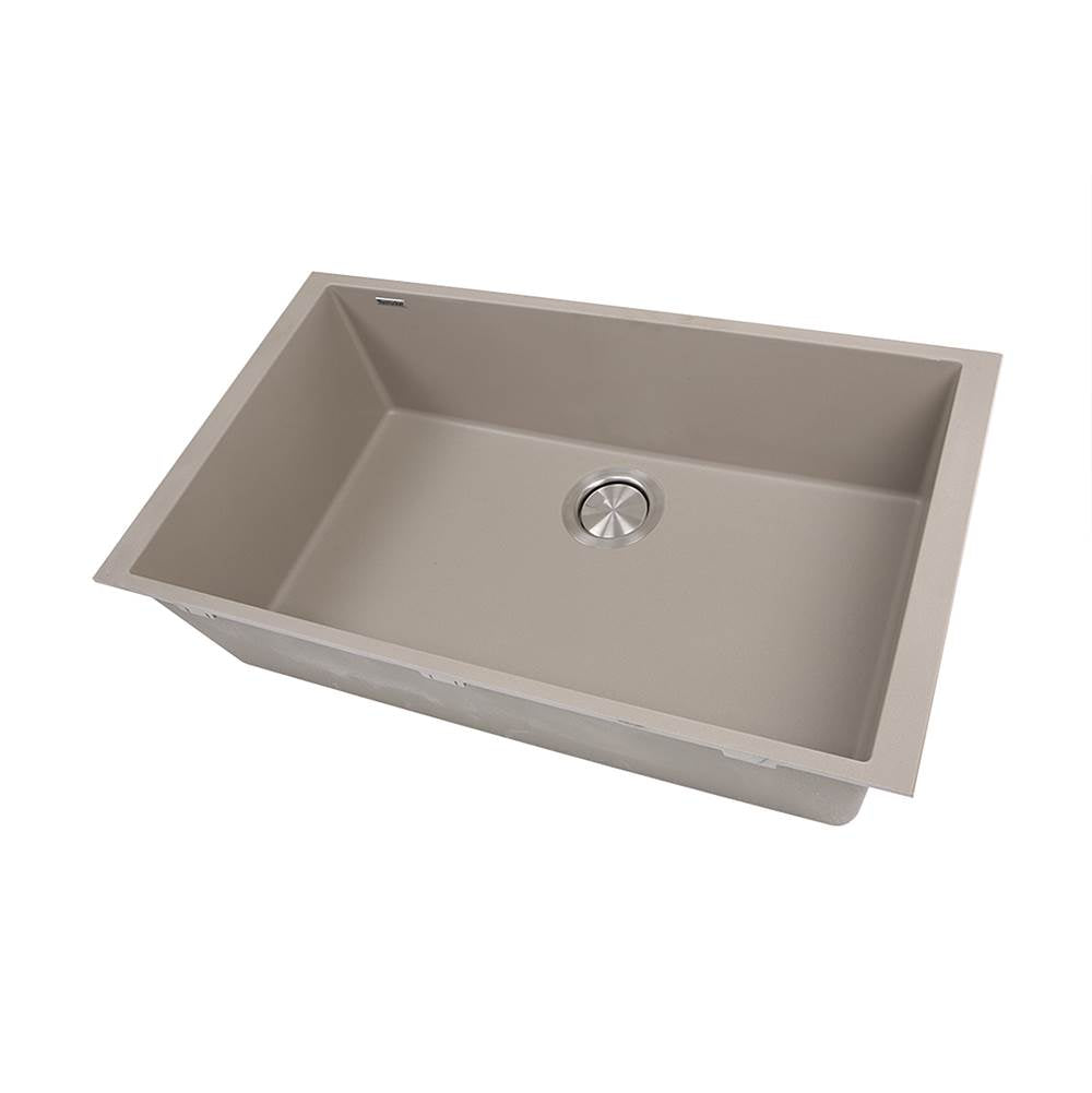 Large Single Bowl Undermount Granite Composite Black