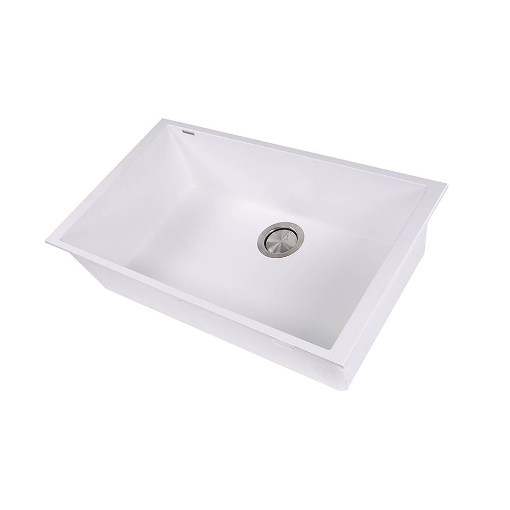 Large Single Bowl Undermount Granite Composite Black