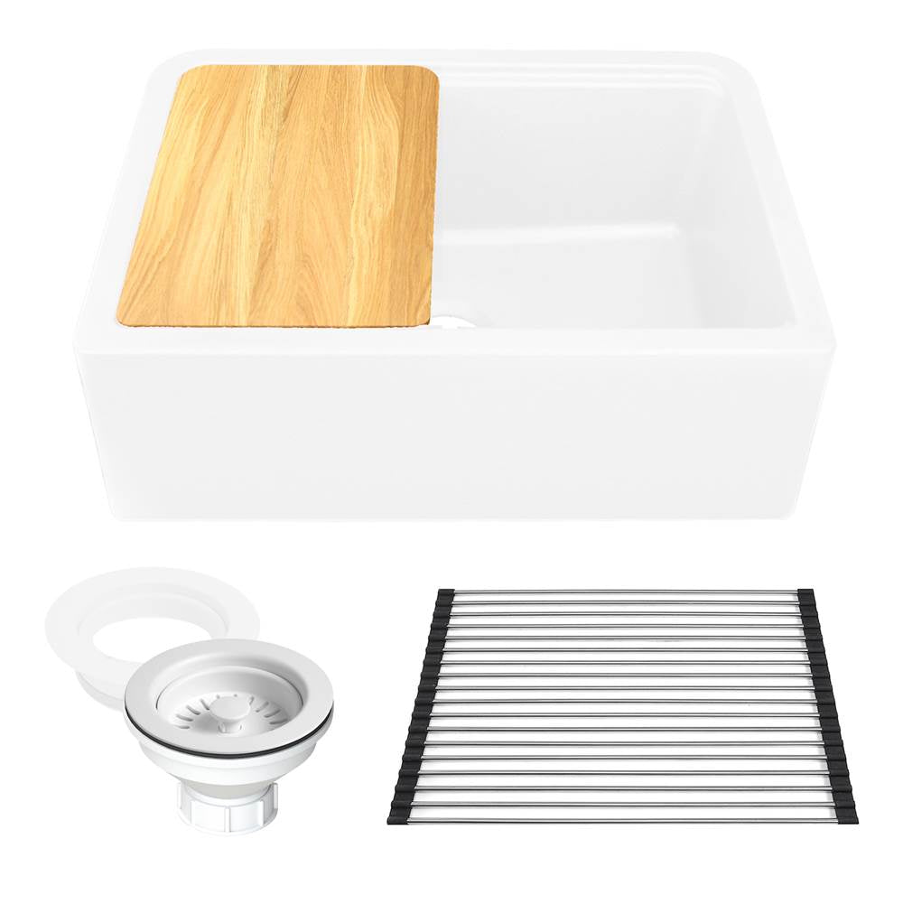 Nantucket Sinks - 30''X20'' GRANITE COMPOSITE APRON FARMHOUSE SINK - Matte White