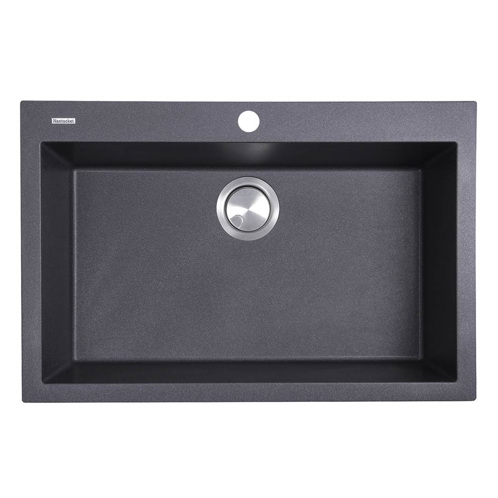 Nantucket Sinks - Large Single Bowl Dual-mount Granite Composite Black - Matte Black