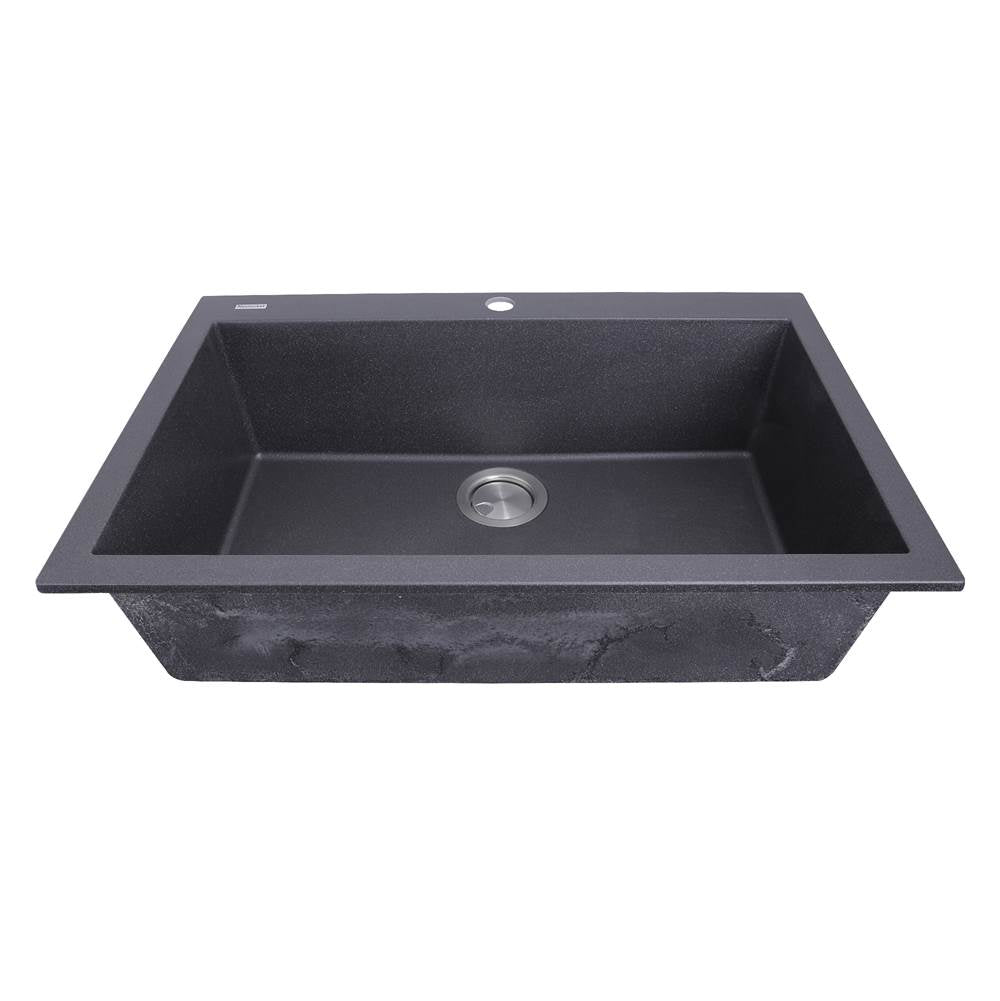 Large Single Bowl Dual-mount Granite Composite Black
