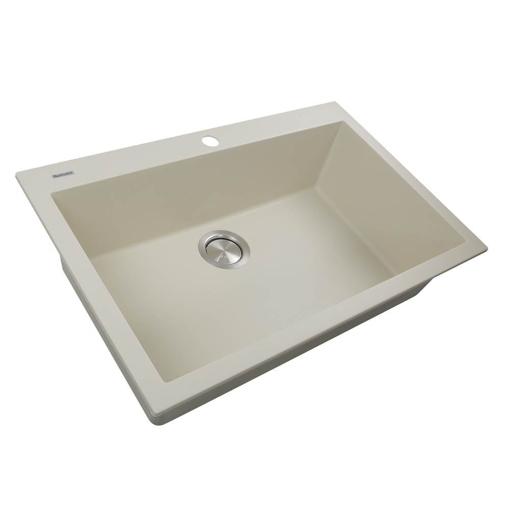 Large Single Bowl Dual-mount Granite Composite Black