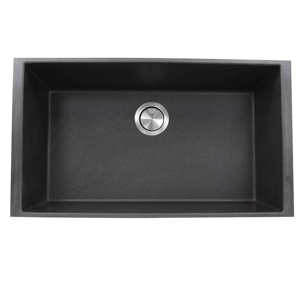 Nantucket Sinks - 33-inch Undermount Granite Composite Sink in Black - Matte Black