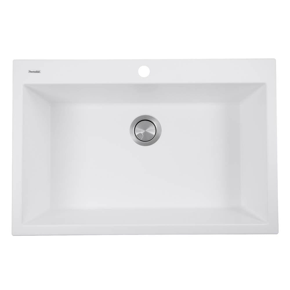Nantucket Sinks - 33-inch Dual-mount Granite Composite Sink in White - Matte White