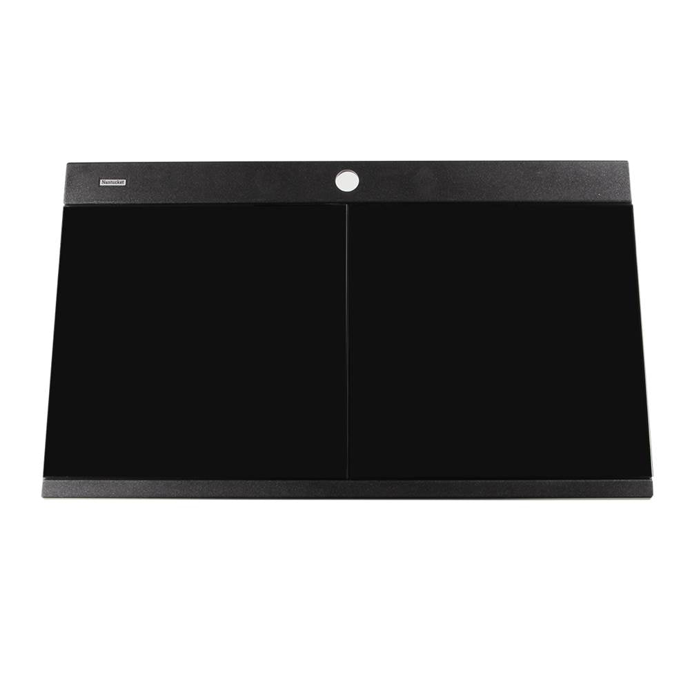 Large Double Bowl Prep Station Topmount Granite Composite Black